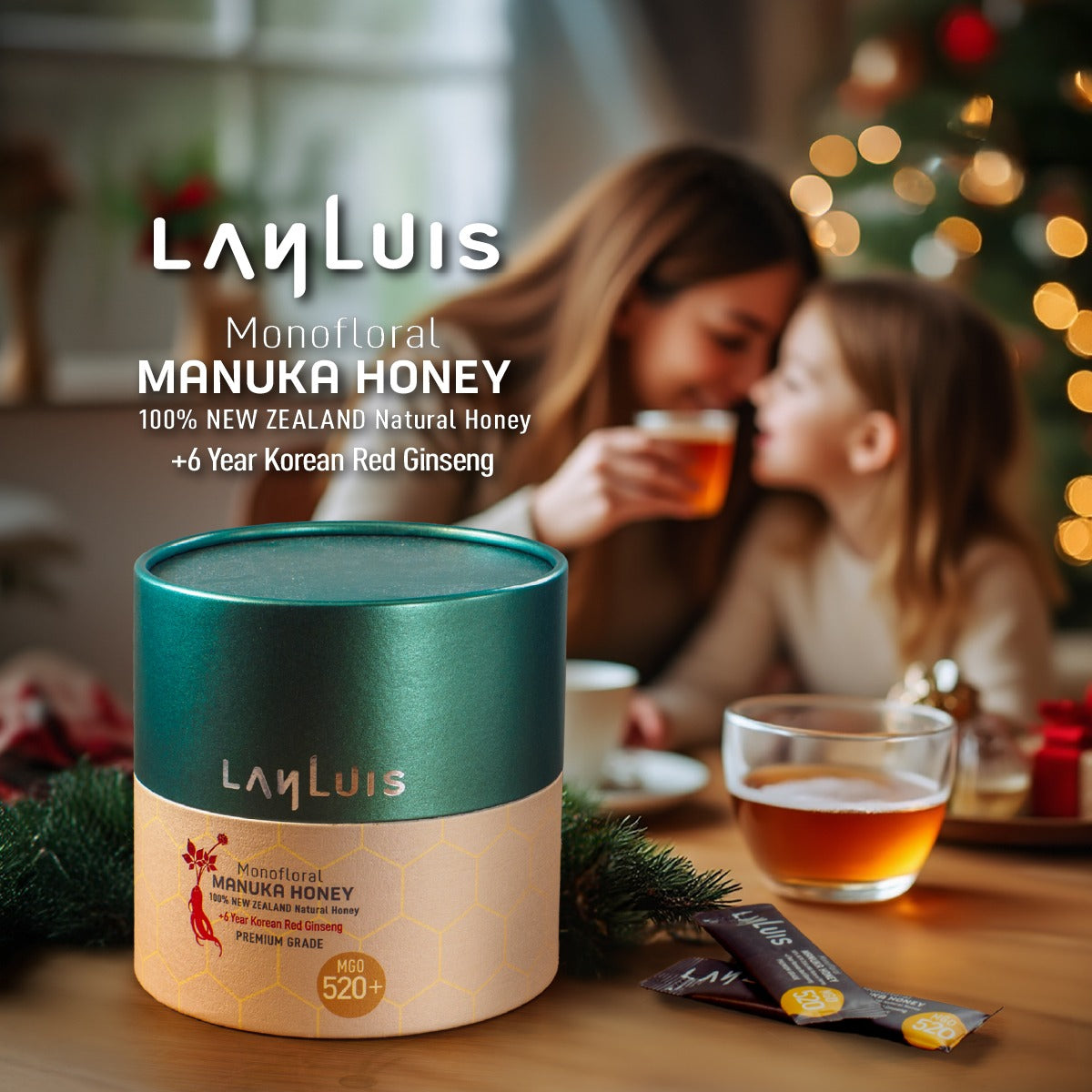 Manuka Honey Gift Set MGO 520+ (10g x 20 pcs), with 6-year Red Ginseng