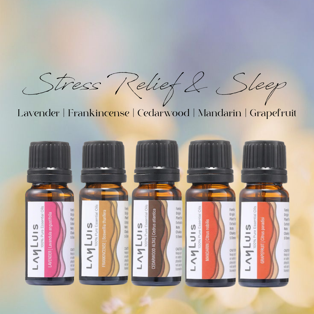 Stress Relief & Sleep Essential Oil Set for Relaxing and Aiding Sleep