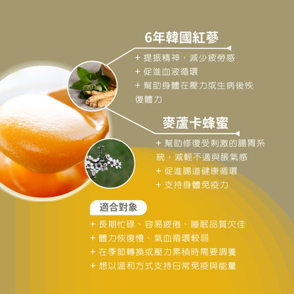 MGO520+麥蘆卡蜂蜜紅蔘禮盒(10克x20)