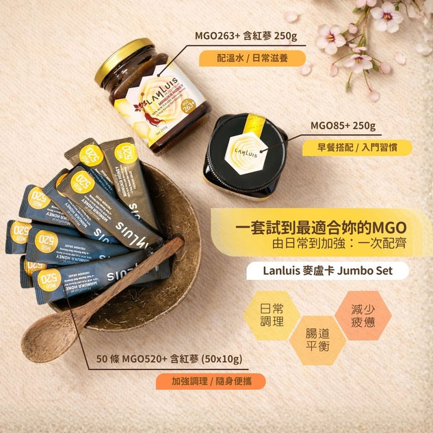 [Buy 1 Get 2 Free] Manuka Honey Gift Set MGO 520+ (10g x 20 pcs), with 6-year Red Ginseng